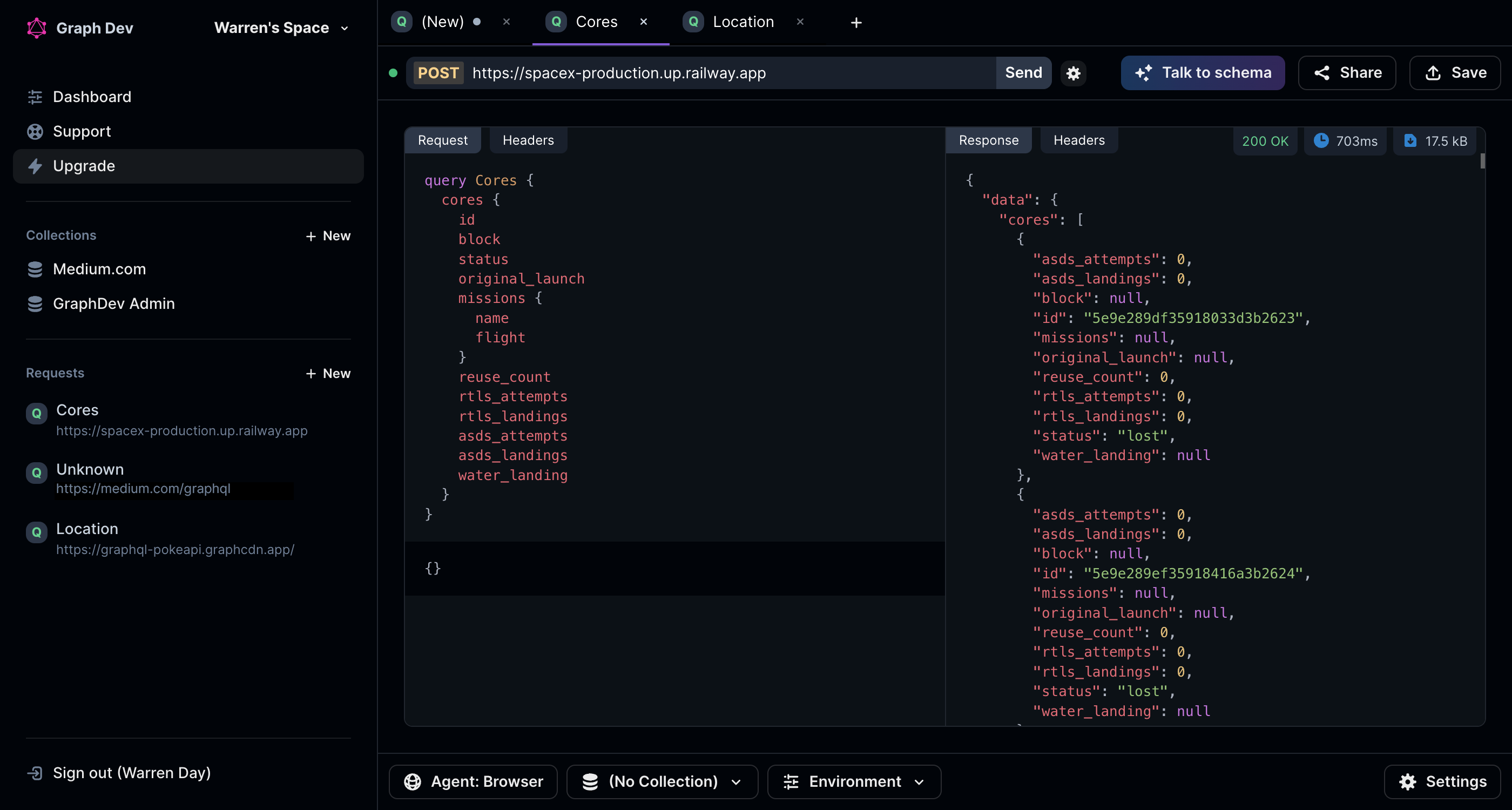 Hero image showing the GraphDev app in action. A graphql request and json response are shown.